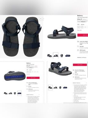 Burberry Black and Navy Logo-Detail Strappy Sandals